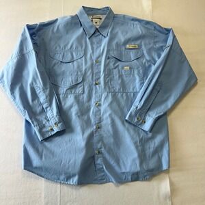 Columbia Sportswear Long Sleeve Fishing Shirt Mens L Blue PFG Vented